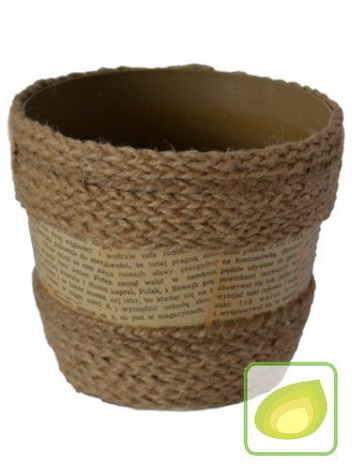 Osłonka na doniczkę z plecionym sznurkiem - śr. 12 cm