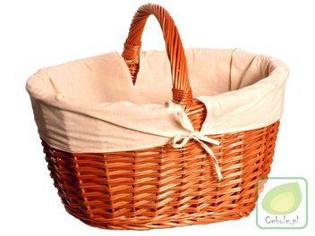 Kosz Wiklinowy na zakupy z Materiałem i z rączką 48 cm x 34 cm