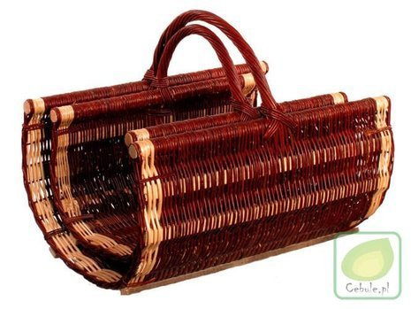 Piękny Kosz Wiklinowy na drewno z rączką 60 cm x 40 cm