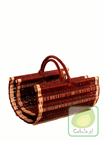 Piękny Kosz Wiklinowy na drewno z rączką 50 cm x 33 cm