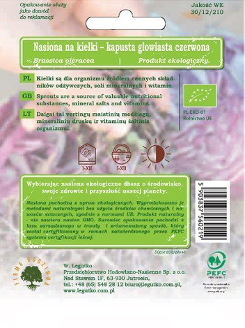 BIO Nasiona na kiełki - Kapusta Głowiasta Czerwona