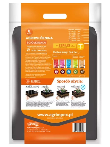Agrowłóknina ściółkująca 3,2x5m + szpilki 14 szt | z technologią Agromarina