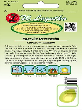 Nasiona Papryka czerwona Ożarowska słodka