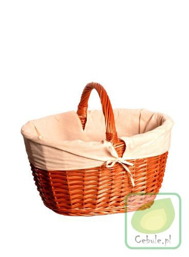 Kosz Wiklinowy na zakupy z Materiałem i z rączką 48 cm x 34 cm